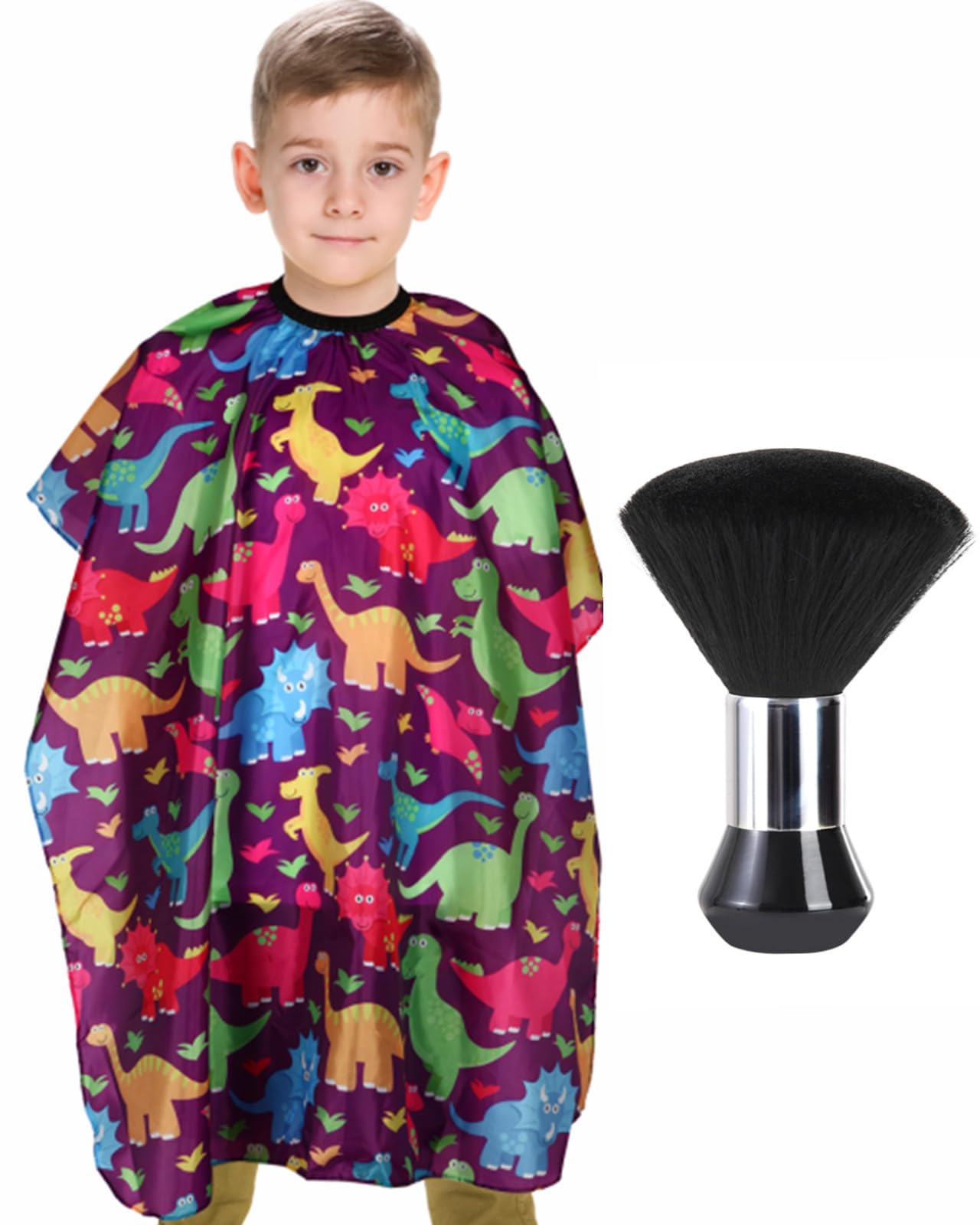YELEGAI Kids Barber Cape with Neck Duster Brush, Salon Hair Cutting Apron | Prof