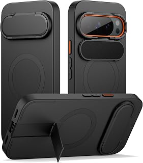 SURITCH for Google Pixel 10/10 Pro Phone Case, Compatible with MagSafe, Protective Cover with Camera Cover & Adjustable Metal Kickstand for Pixel 10/10 Pro 2025 -Black