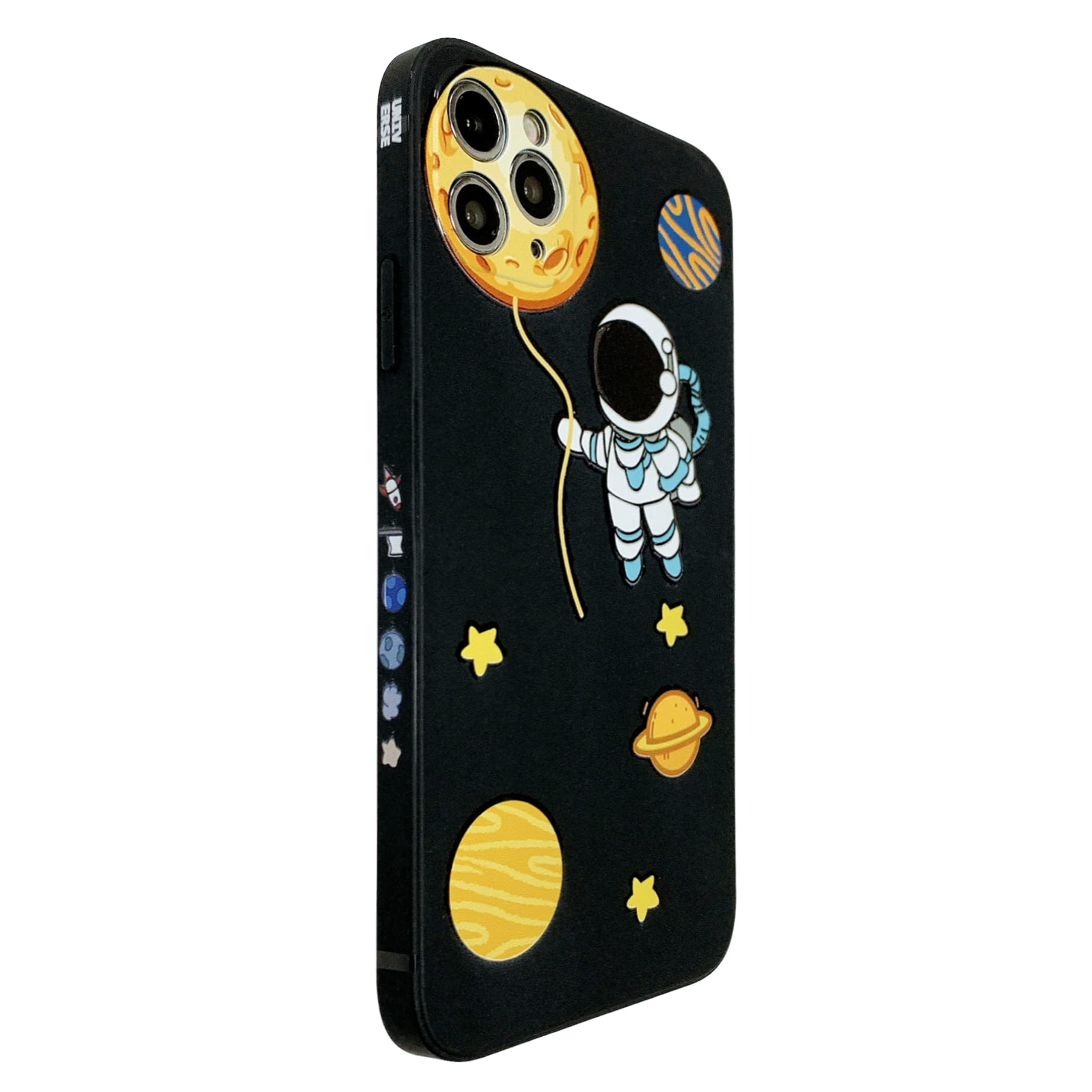 Yonds Queen iPhone 12 Pro Case,Cartoon Astronaut Cartoon Space Rocket Stylish De