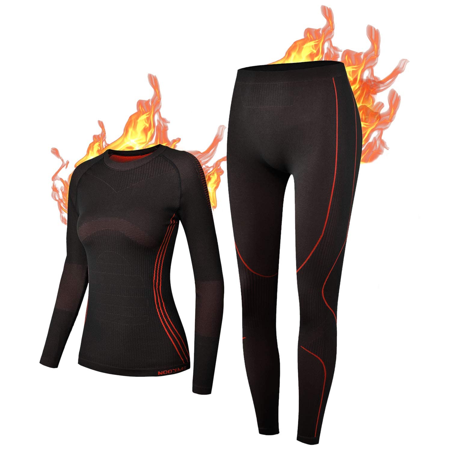 NOOYME Women's Thermal Underwear Functional Thermal Underwear for Skiing, Runnin