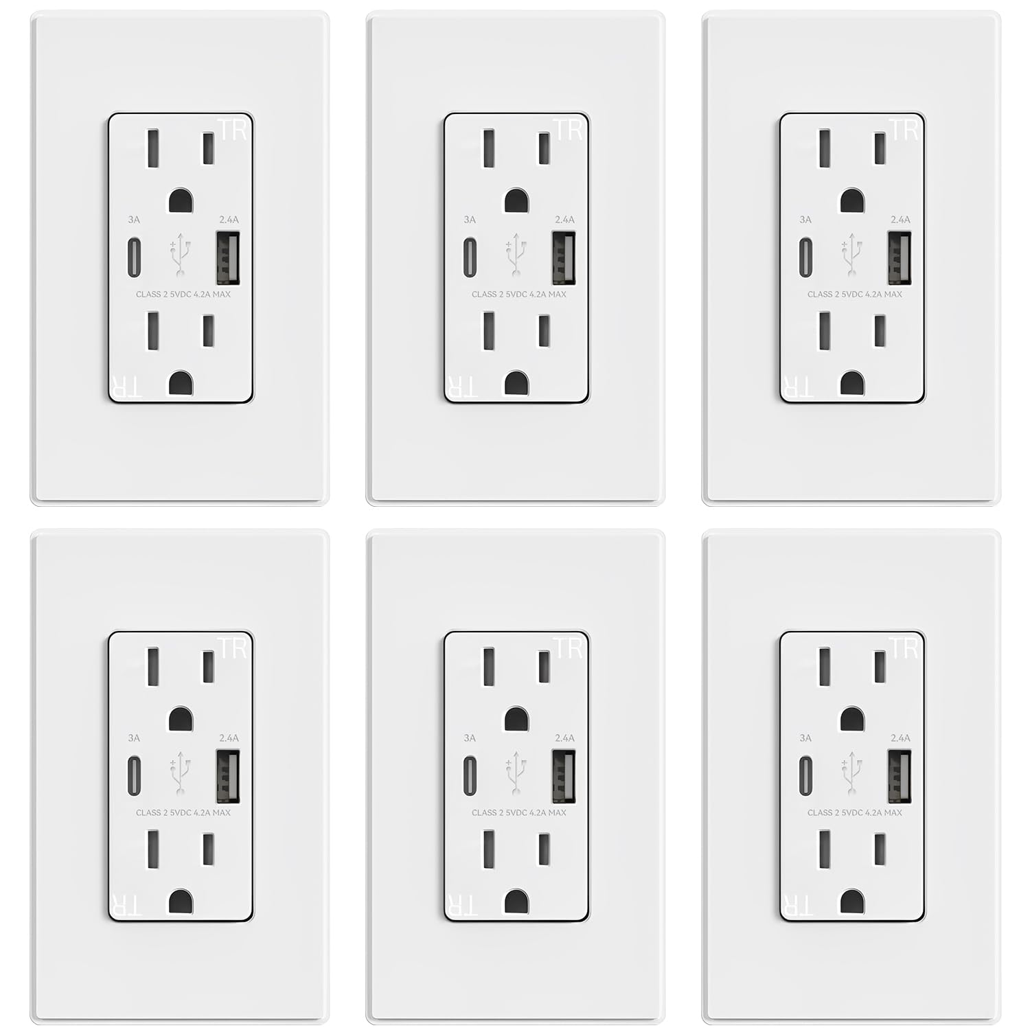 ELEGRP USB Outlets, 15 Amp Wall Outlet with USB Ports, 21W USB Outlets Receptacl