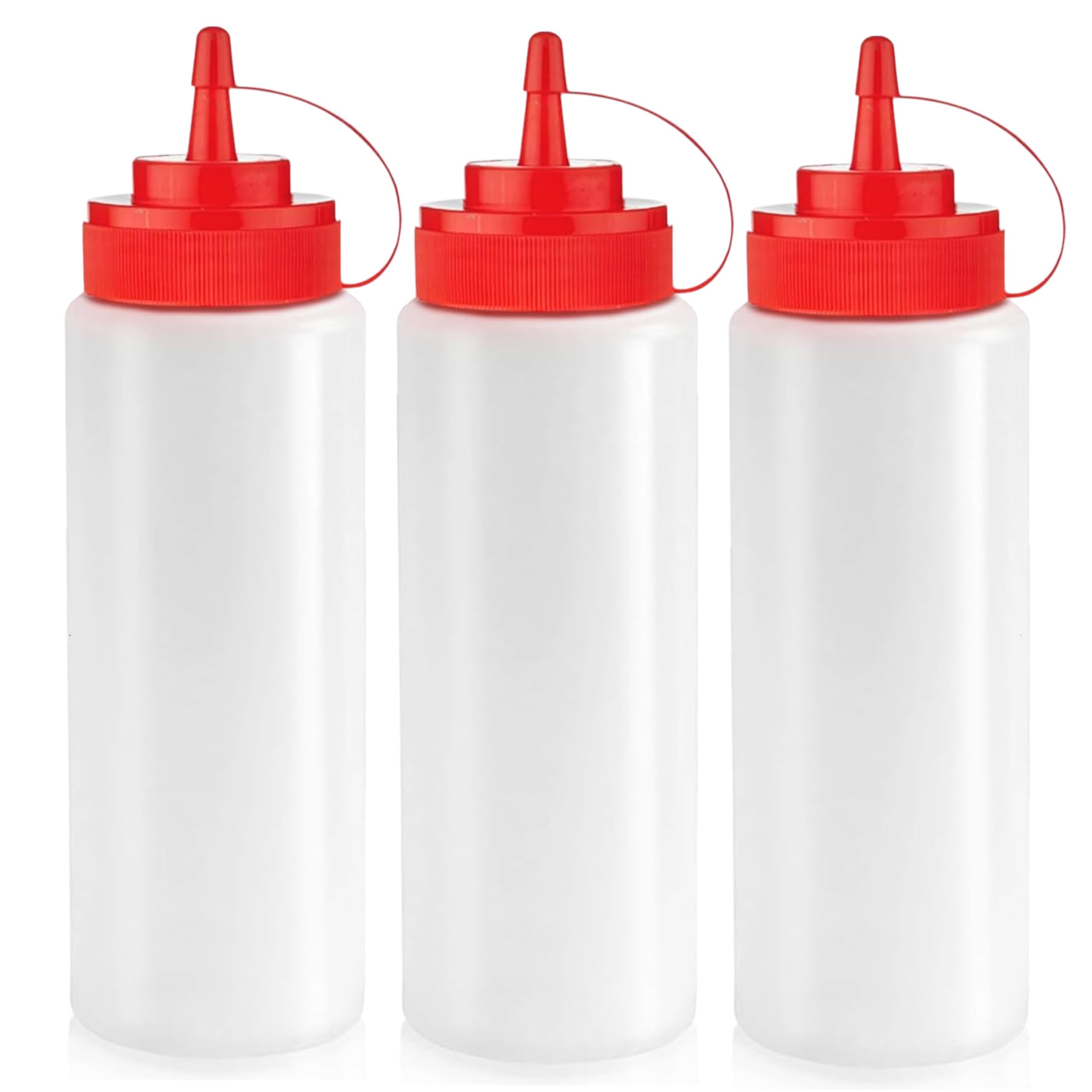 Norcalway 12 oz Condiment Squeeze Bottles for Sauces - Leak Proof Oil, Syrup, Dr