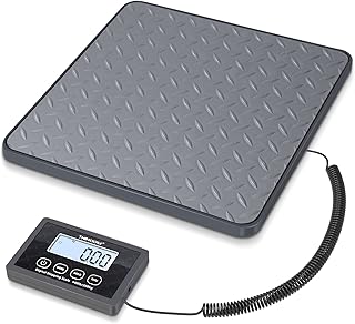 THINKSCALE Shipping Scale, 440 lb x 1 oz Digital Postal Scale, Hold & Tare | Non-Slip Rubber Platform, Bright Backlit LCD, Package, Luggage, Mailing & Postage Scale, AC Adapter & Batteries Included