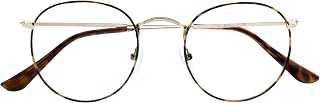 OPULIZE SOL Reading Glasses with Blue Light Blocking for Women and Men, Round Metal Frame, Spring Hinges, Computer Gaming Glasses, Brown Tortoiseshelll +3.5 (Pack of 1)