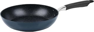 Pearl Metal AZ-5616 Frying Pan with Rim and Marble Processing, Non-Stick, 11.0 inches (28 cm), IH Compatible, Marble Coat, Metal Spatula, Edge Included, Forged, Coin Press Construction, Navy