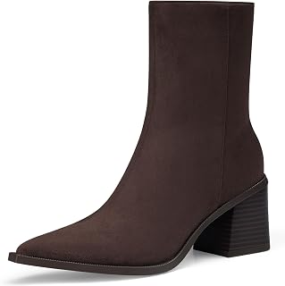 CELLENZ Botines de tacón para mujer: botas de tacón grueso de 2.5 pulgadas, botas cortas puntiagudas de moda, botines de otoño e invierno para elegantes, oficina, negocios, casual, fin de semana