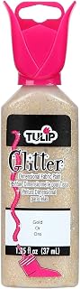 Tulip Dimensional Fabric Paint 1-1/4 Ounces-Glitter-Gold | Glitter Gold, Raised Dimensional Designs, Flexible Finish, Precision Tip, For Fabric Crafts