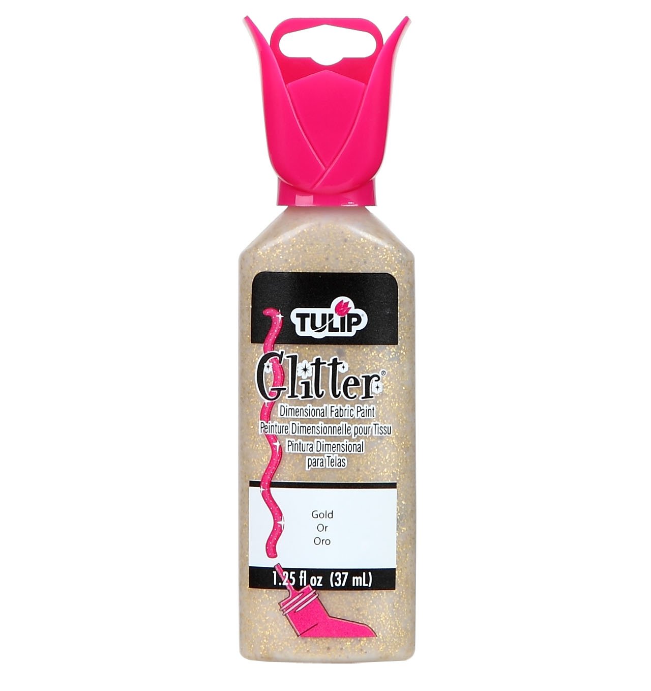 Tulip Dimensional Fabric Paint 1-1/4 Ounces-Glitter-Gold | Glitter Gold, Raised 