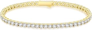 KRKC&CO Tennis Bracelet, Zirconia, Men’s Bracelet, 3/4/5 mm, Hypoallergenic, CZ Diamond, White Gold Plated, Sparkling, Hip-Hop Street Style Accessory, Unisex, Gift, Brass, Cubic Zirconia