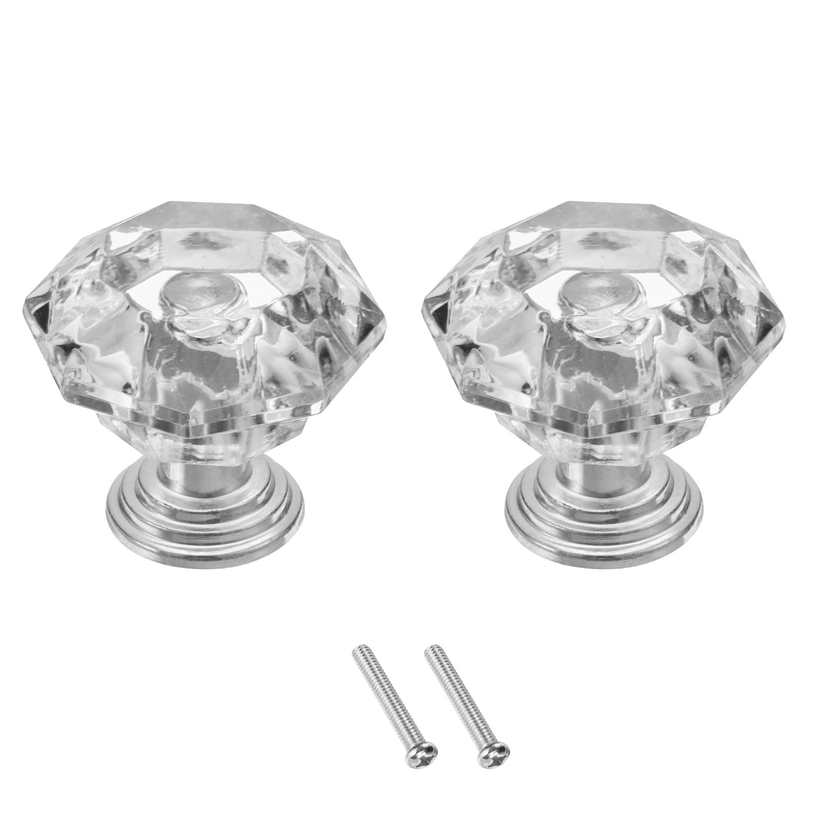 uxcell 2 pomos de cristal para cajones de 24 mm, para armarios, armarios, aparad