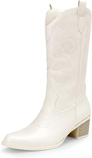 DREAM PAIRS Women's Cowboy Mid Calf Western Boots