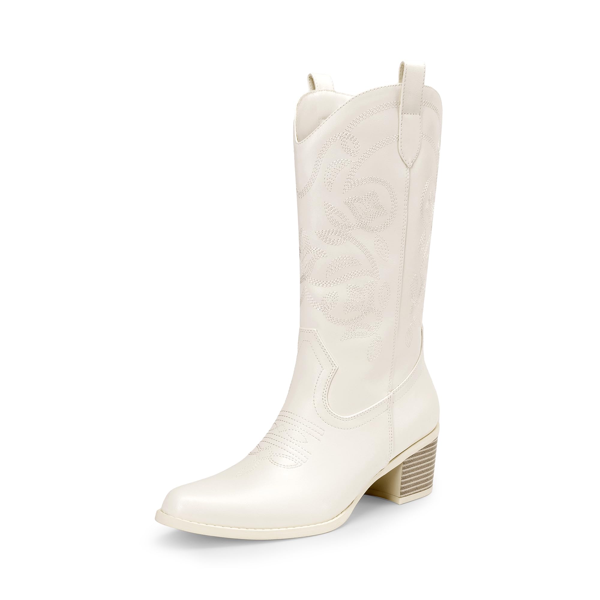 DREAM PAIRS Women's Cowboy Mid Calf Western Boots