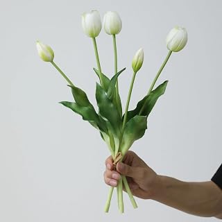 Artificial Tulips Artificial Tulips Artificial Tulip Flowers Artificial Flowers Artificial Tulip Flowers Artificial Flowers Wedding Bouquet Spring Bouquet Party Office Decor (White)