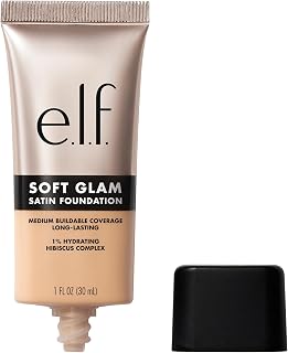 e.l.f. Soft Glam Satin Foundation, Medium Coverage, 21 Light Neutral | Satin Finish, Long-Lasting Wear, Hydrating Hyaluronic Acid & Hibiscus Complex, Blurs Pores, Lightweight, Vegan & Cruelty-Free