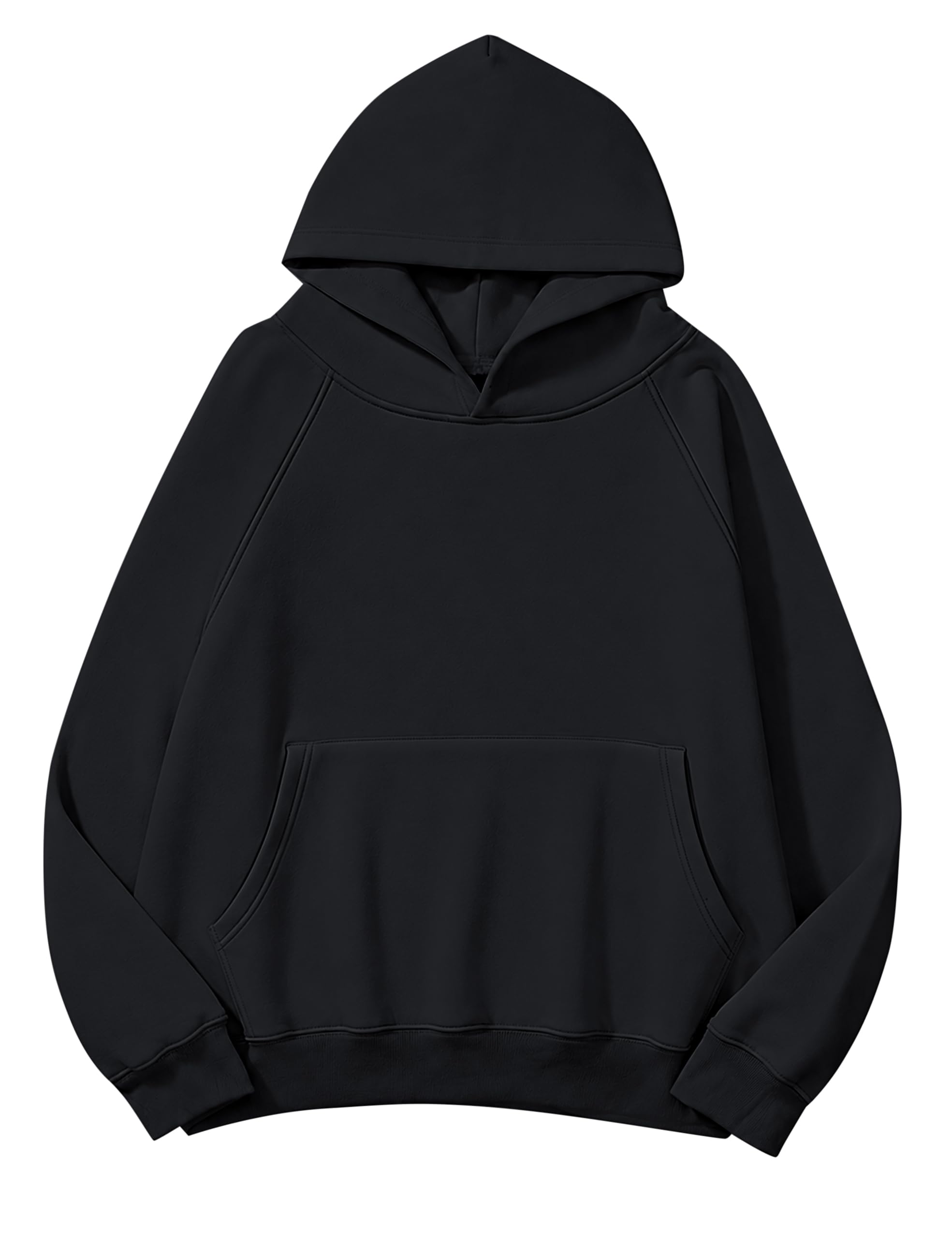 Lauweion Women Solid Basic Fleece Letter Loose Hoodie Sweatshirt Long Sleeve Kan