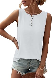 TICTICMIMI レディース タンクトップ 2026 ボタン 春夏 ノースリーブ Tシャツ ヘンリーシャツ クルーネック ベーシック アウトフィット 服