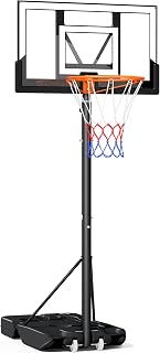 Yohood Basketball Hoop Outdoor, 10FT Professional Portable Basketball Hoop for Kids Adults Youth, Basketball Stand with Wheels Sturdy Backboard Adjustable Height Net Set System Game Park Garden