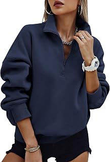 PRETTYGARDEN Womens Half Zip Oversized Sweatshirts Fleece Hoodies Trendy | Long Sleeve Pullover Tops, Zip Up Hoodie, Pockets, Casual Y2k Sweatshirt, Airport Travel Outfits, Fall Fashion Clothes
