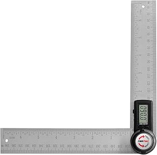 GemRed 82305 Digital Angle Finder Protractor Stainless Steel 7inch 200mm | Black Button