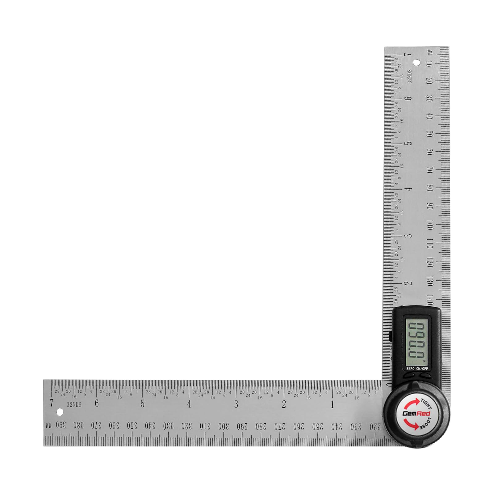GemRed 82305 Digital Angle Finder Protractor Stainless Steel 7inch 200mm | Black