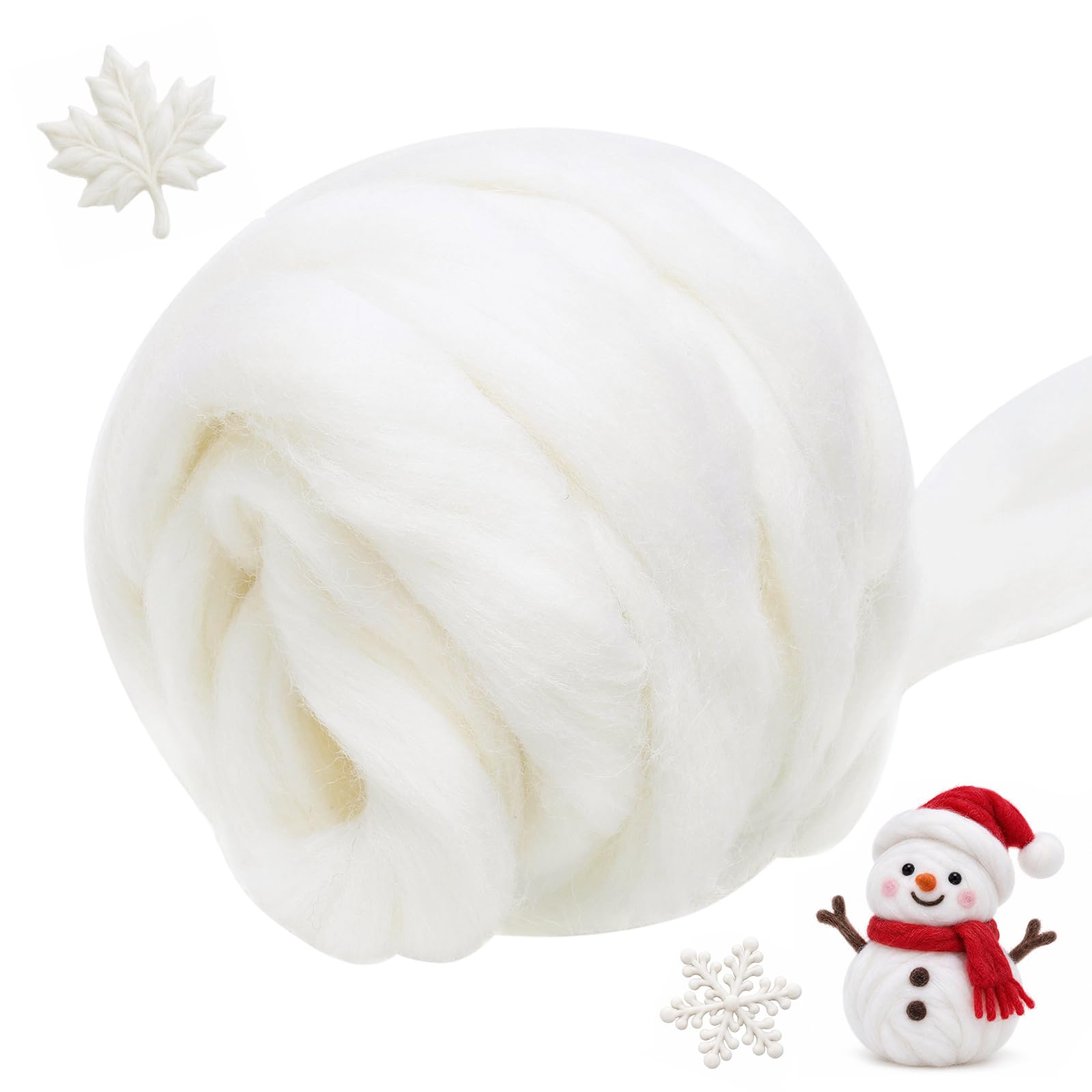 3.53oz Needle Felting Wool Roving for Needle Felting White Felting Wool | Wool R