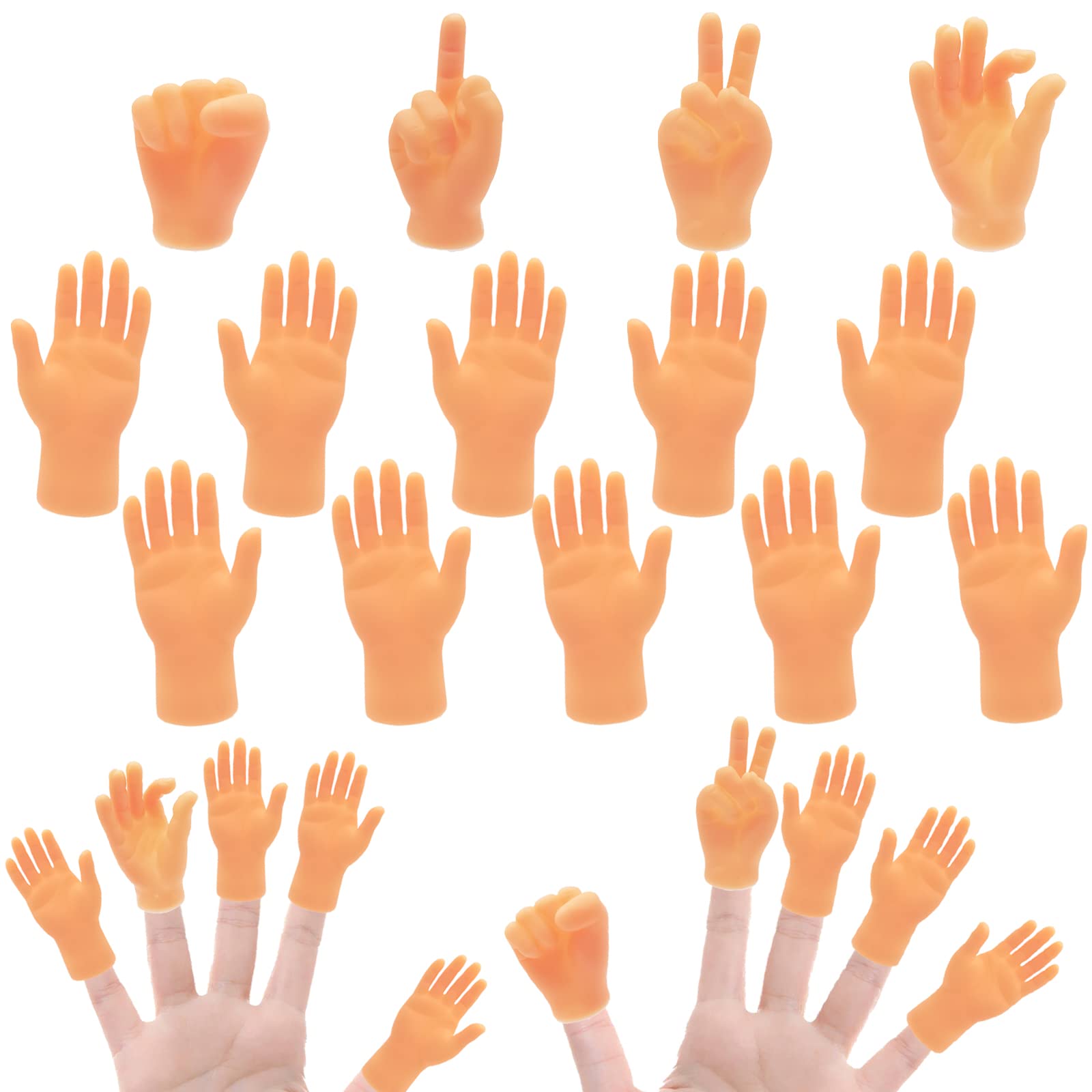 14 Pcs Tiny Finger Hands,Premium Rubber Mini Tiny Finger Hands,Flat Hand Style M