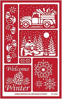 Over'N'Over Reusable Glass Etching Stencils – Durable Self-Stick Designs for Glass, Mirrors, and Ceramics with Armour Etch Cream – 5" x 8" Stencil Sheet - Welcome Winter