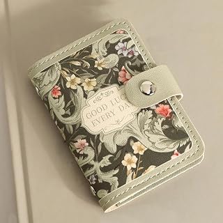 Women Wallet Credit Card Holder Wallet Floral Oil Painting Card Case with Multi Card Slots Large Capacity for Card Storage, green