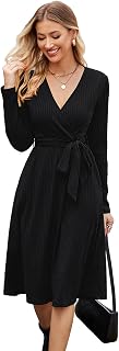 Newshows Jumper Dress for Women Long Sleeve Knitted Midi Dress