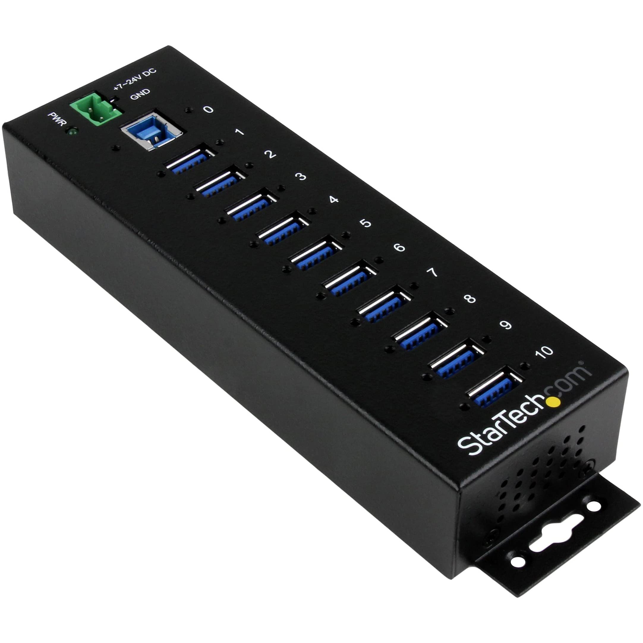 StarTech 10-Port Industrial USB 5Gbps Hub, Mountable, TAA (ST1030USBM) | Steel h