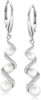 Ross-Simons 3.5-5mm Cultured Pearl and .10 ct. t.w. Diamond Drop Earrings in Sterling Silver