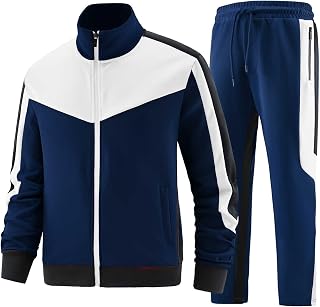 ANOTWENER Men's Training Sets Lässig Jogginganzug Zweiteiler Fitness Sportanzug Lange Ärmel Voller Zipper Hausanzug