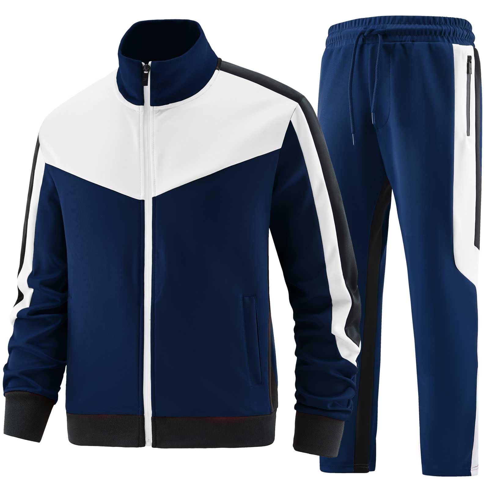 ANOTWENER Men's Training Sets Lässig Jogginganzug Zweiteiler Fitness Sportanzug 