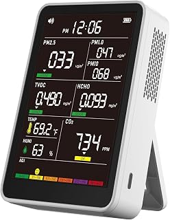 16-in-1 Indoor Air Quality Monitor, High-Precision Multi-Parameter Smart Air Quality Tester with HD Real-Time Color Screen, Portable Air Quality Monitor for Home, Office (Pearl White)