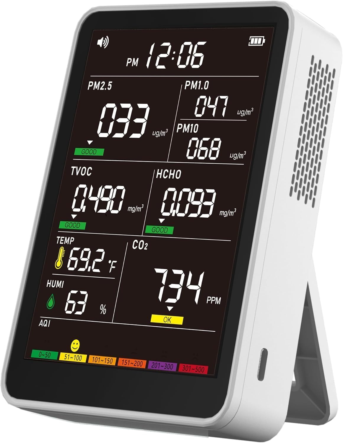 16-in-1 Indoor Air Quality Monitor, High-Precision Multi-Parameter Smart Air Qua