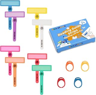 Guided Reading Strips Dyslexia Reading Tools for Kids - 12 PCS | Colorful Text Overlays, For Early Readers, ADHD Finger Trackers, Reading Highlight, 1 Pack