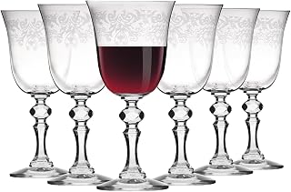 Krosno – Verres à Vin Rouge 250 ml – Lot de 6 – Collection Krista Deco – Cristal Sans Plomb – Design Classique et Élégant avec Motif Transparent