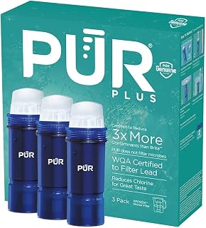 PUR PLUS Water Pitcher Replacement Filter with Lead Reduction (3 Pack), Blue – Compatible with all PUR Pitcher and Dispenser Filtration Systems