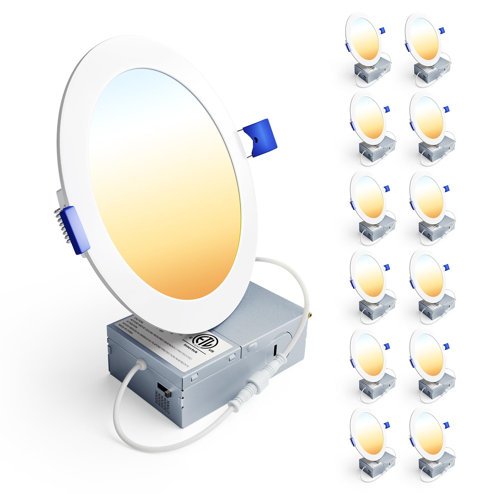 Ensenior 12 Pack 6 Inch LED Recessed Ceiling Light, 5CCT, 1200LM 12W 120V | 2700