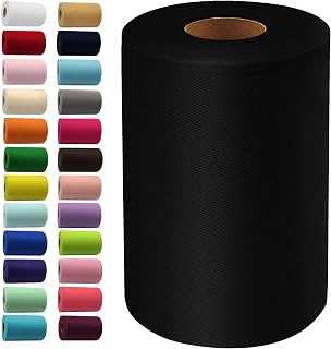 IONTACH Black Tulle Fabric Roll 6 Inch X 100 Yards Tulle Ribbon | Lightweight, Sheer Tulle Fabric for Halloween Costumes, Tutus, Wreaths, Bows, Party Decorations & DIY Crafts