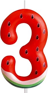 3rd Birthday Candles Number 3 Red Watermelon Baby Girl Boy Birthday Cake Decoration Birthday Graduation Birthday