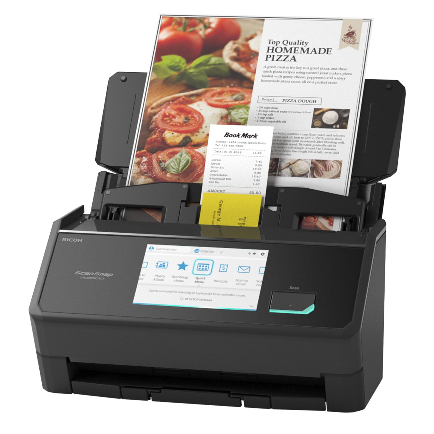 ScanSnap iX2500 Wireless or USB High-Speed Document Scanner, Black | Cloud Enabl