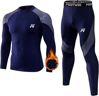 MEETWEE Men's Thermal Underwear, Winter Base Layer, Long Sleeve, Quick Dry Compression Top and Bottom for Sports Skiing, Running, Hiking