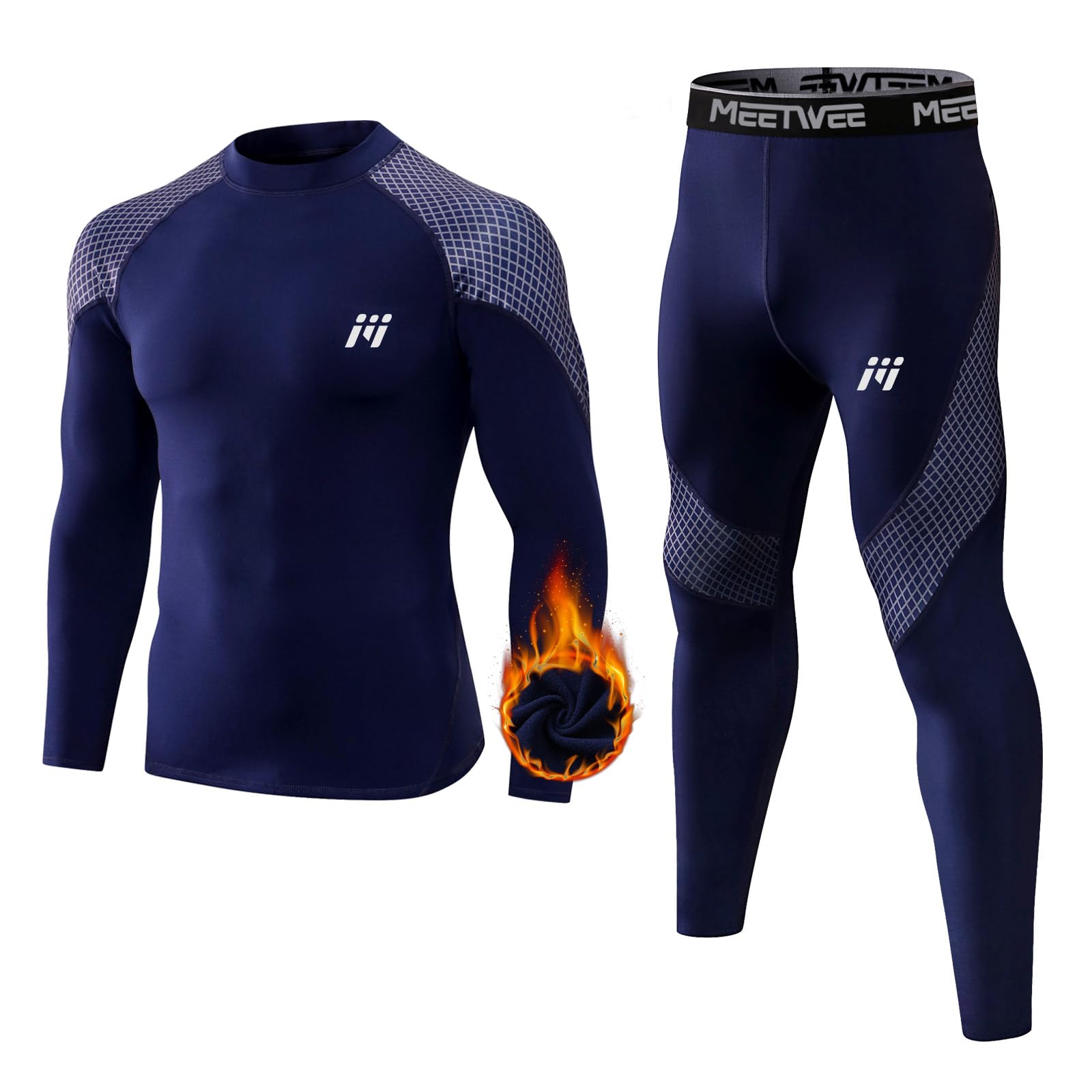 MEETWEE Men's Thermal Underwear, Winter Base Layer, Long Sleeve, Quick Dry Compr