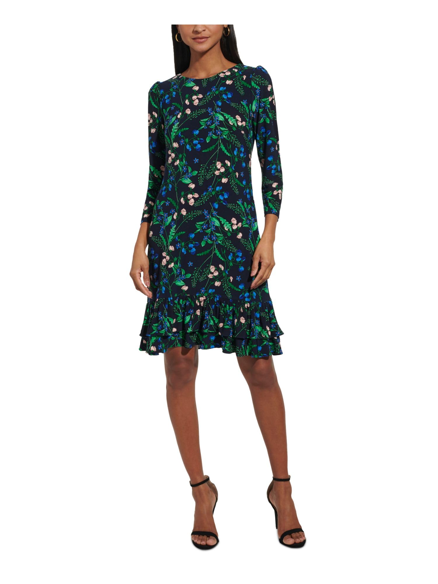 Tommy Hilfiger Women's Ruffle Hem Jersey Shift Mini Dress