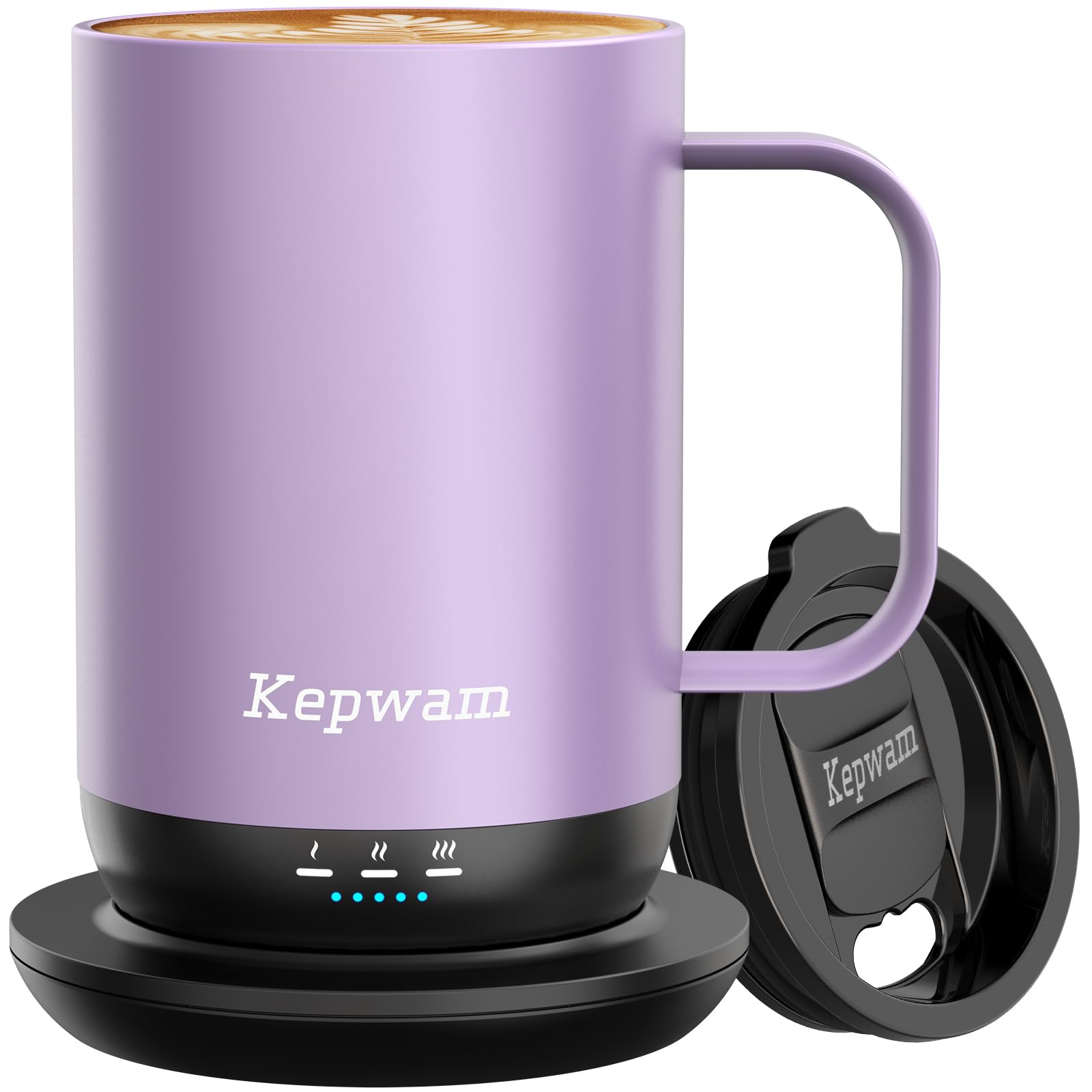 Kepwam Heated Coffee Mug Rechargeable T1, 16oz Constant Temp Control Mug | 3-Tem