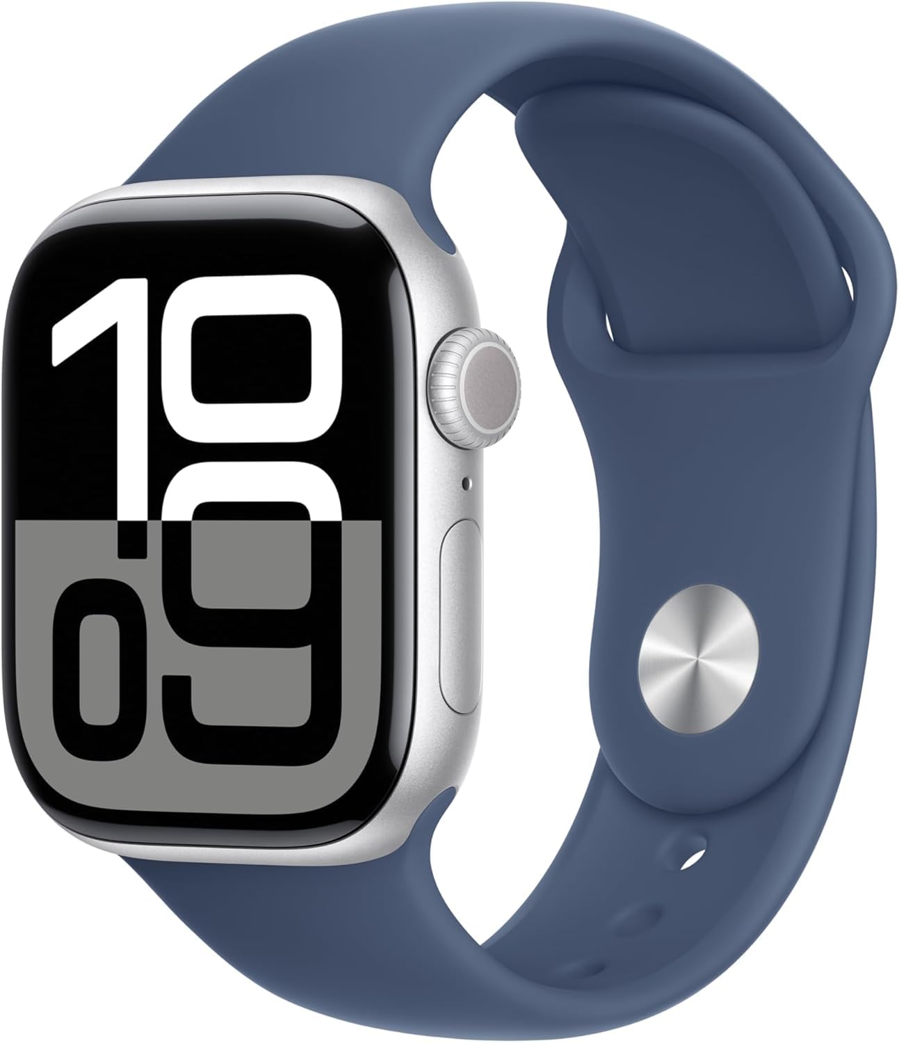 Apple Watch Series 10 [GPS, 42mm] Silver Aluminum Case with Denim Sport Band, M/