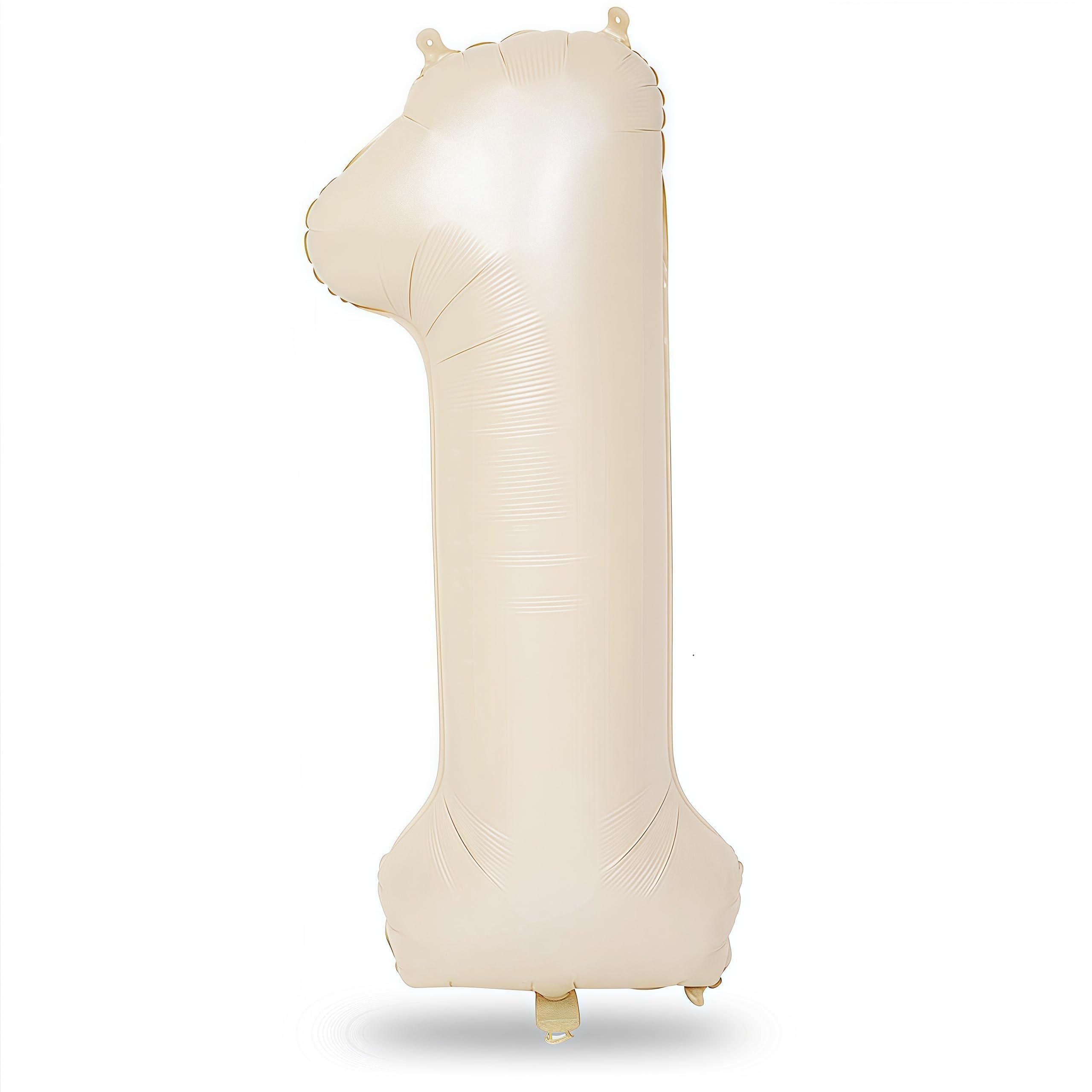 40 Inch Beige Number 1 Balloon for Fun to be One 1st Birthday Decorations | Larg