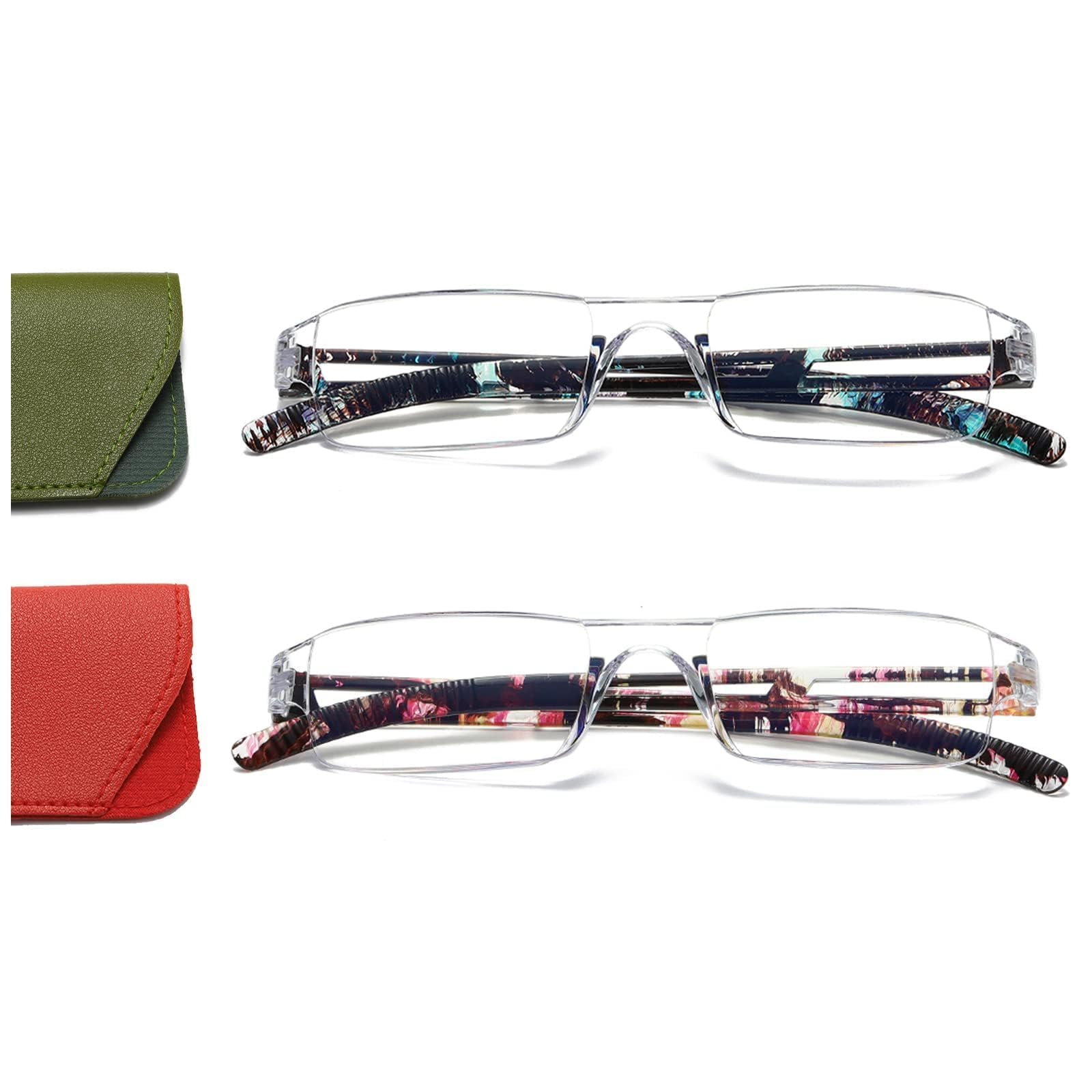 Hubeye 2 Pairs Ultralight Reading Glasses Transparent Frame Anti Blue Light with