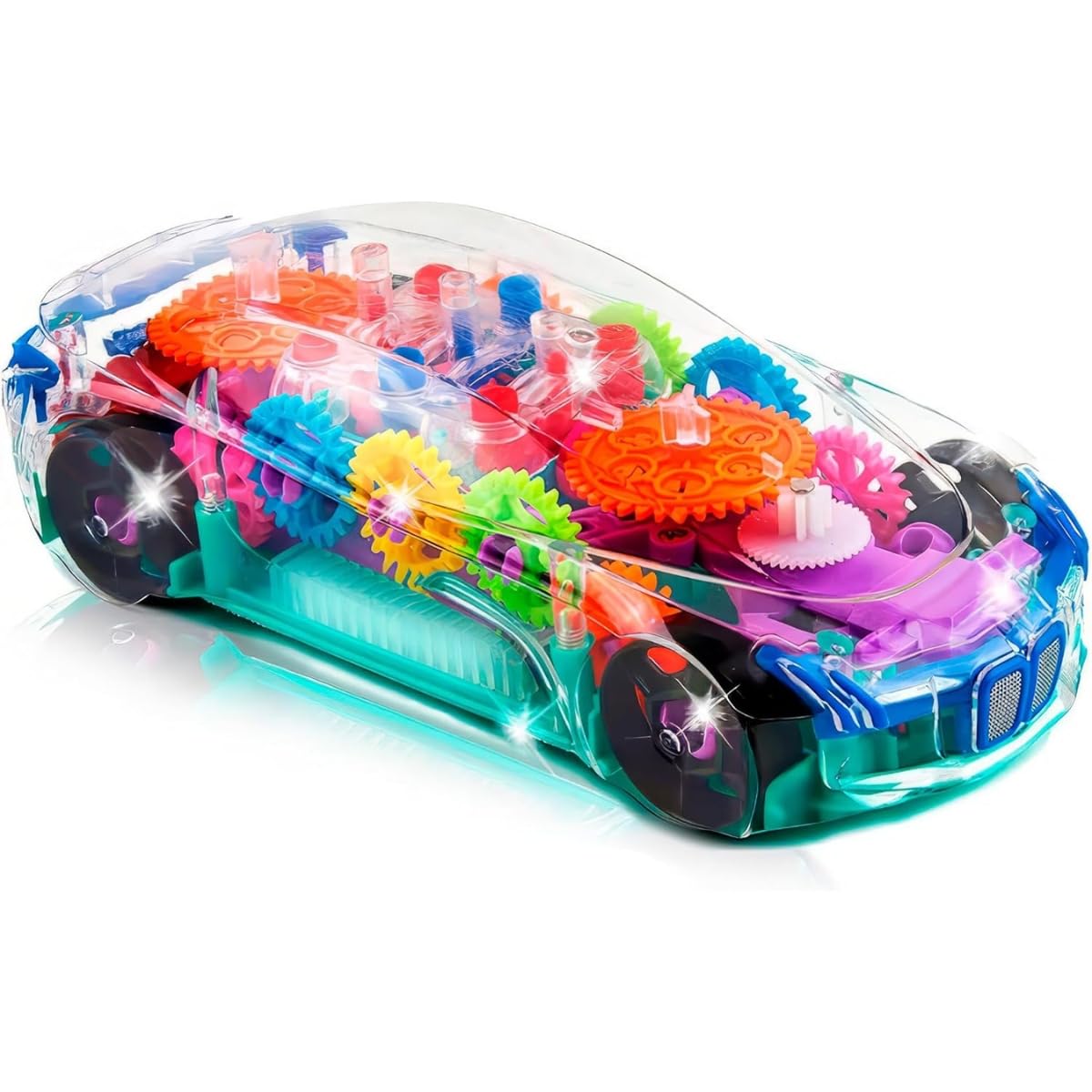 ArtCreativity Light-Up Transparent Sensory Car Toy, Bump-and-Go, Ages 3+ | Spinn